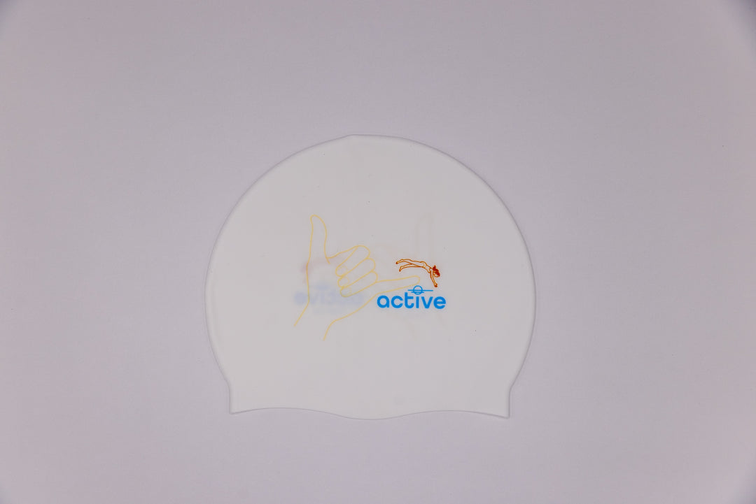 White Hang Loose Swim Cap