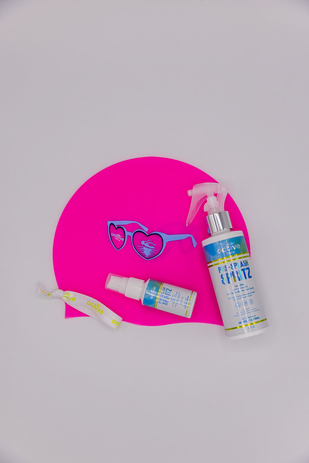 Hot Pink Swim Cap with Heart Sunglasses