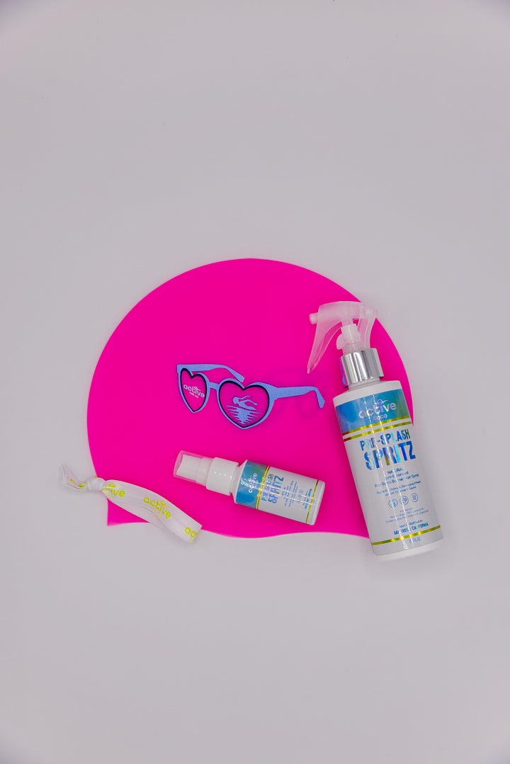 Hot Pink Swim Cap with Heart Sunglasses